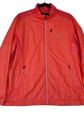 Louis Castel Jacket Mens Large 100 Orange Lightweight Windbreaker Full Zip